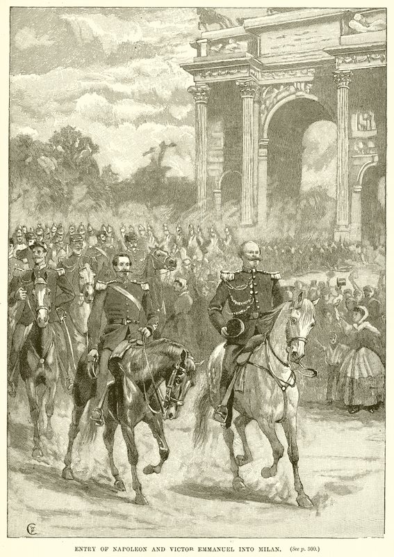 Entrada de Napoleón y Víctor Manuel en Milán de English School
