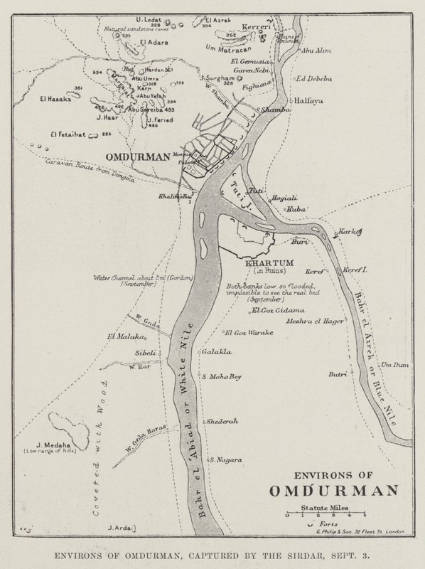 Alrededores de Omdurman, capturados por el Sirdar, 3 de septiembre (grabado) de English School