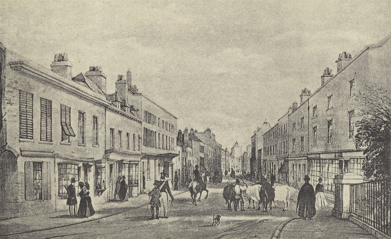Calle principal de Eton, 1844 (grabado) de English School