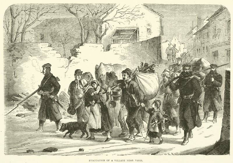 Evacuación de un pueblo cerca de París, diciembre 1870 de English School