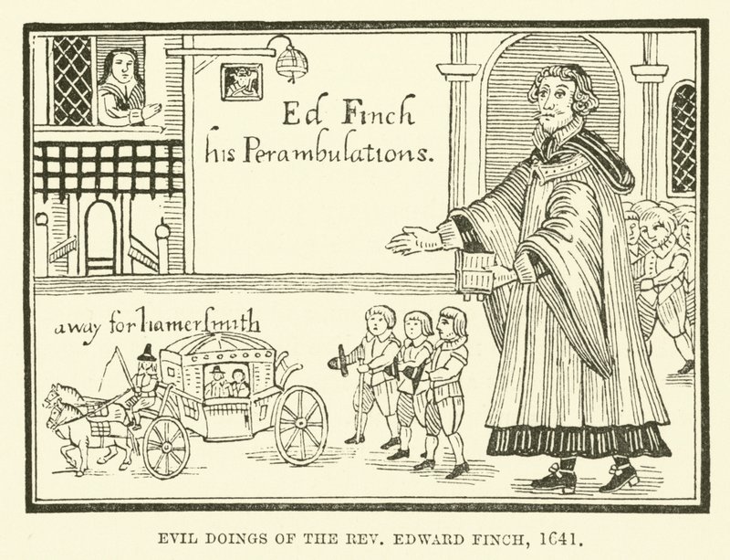 Las maldades del reverendo Edward Finch, 1641 de English School