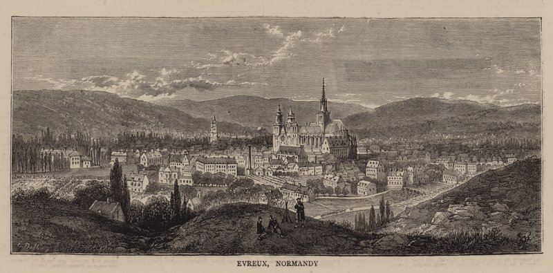 Evreux, Normandía (grabado) de English School