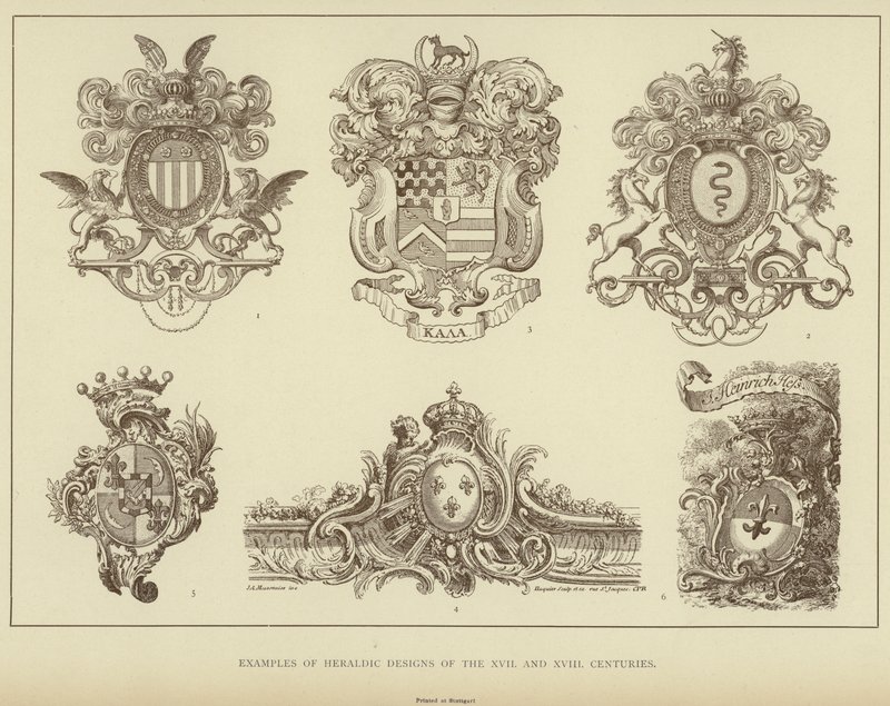 Ejemplos de Diseños Heráldicos de los Siglos XVII y XVIII de English School