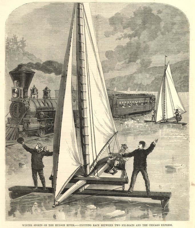 Carrera emocionante entre dos barcos de hielo y el Chicago Express de English School