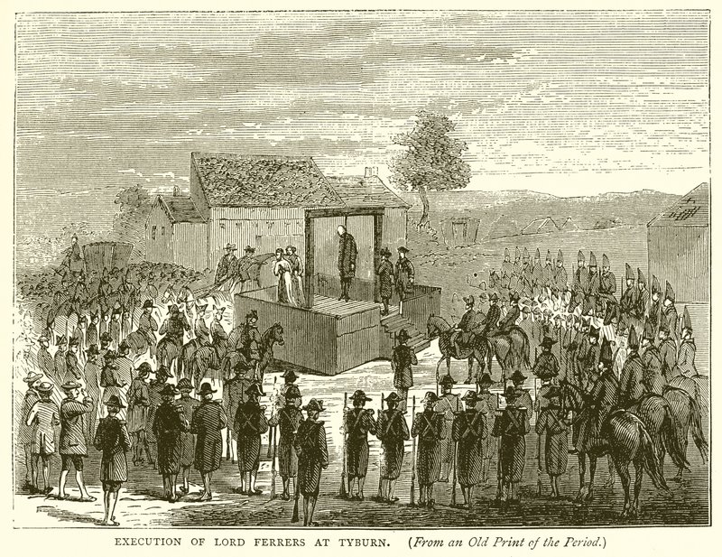 Ejecución de Lord Ferrers en Tyburn de English School