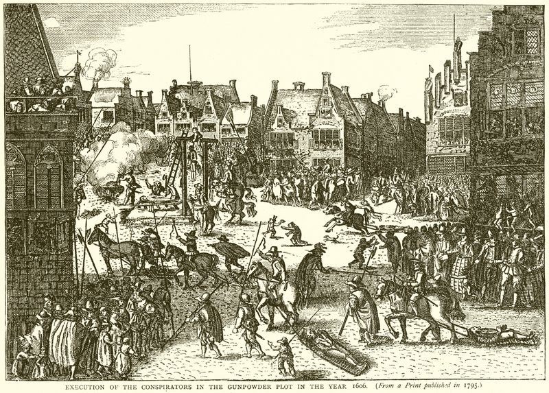Ejecución de los conspiradores en la Conspiración de la Pólvora en el año 1606 de English School