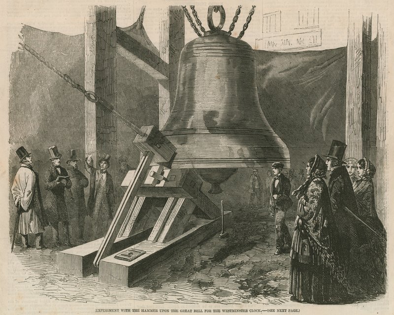 Experimento con el martillo sobre la gran campana para el reloj de Westminster de English School