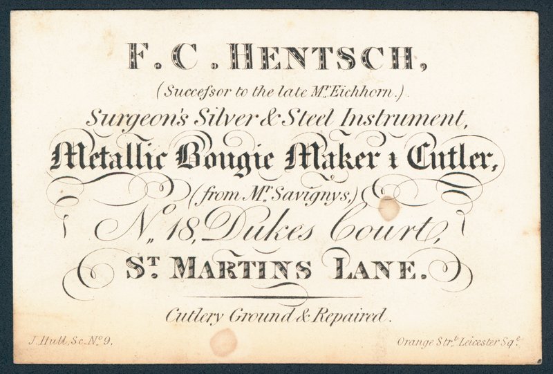 F C Hentsch, instrumentos quirúrgicos de plata y acero de English School