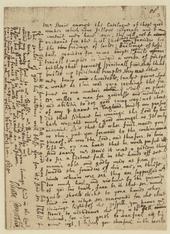 Facsímil de la carta de Oliver Cromwell a Mr Storie, fechada en St Ives de English School