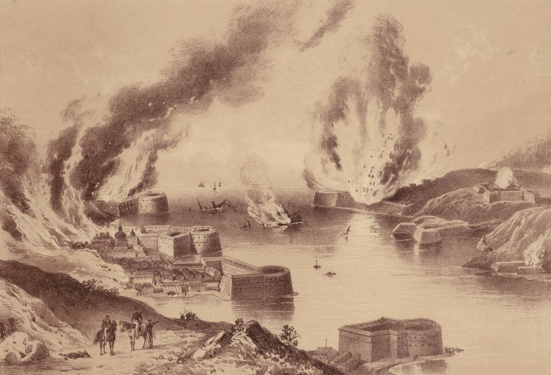 Caída de Sebastopol, Guerra de Crimea (litografía) de English School