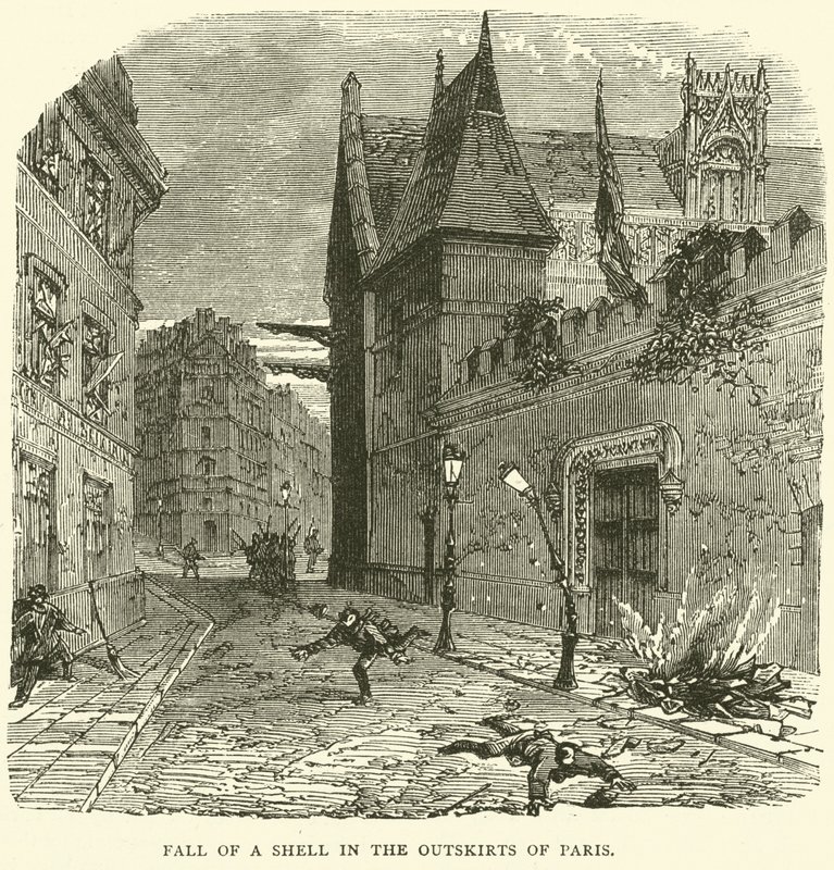 Caída de un proyectil en las afueras de París, octubre 1870 de English School