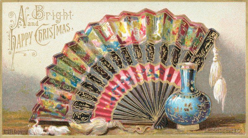 Abanico con Estuche, Tarjeta de Navidad de English School
