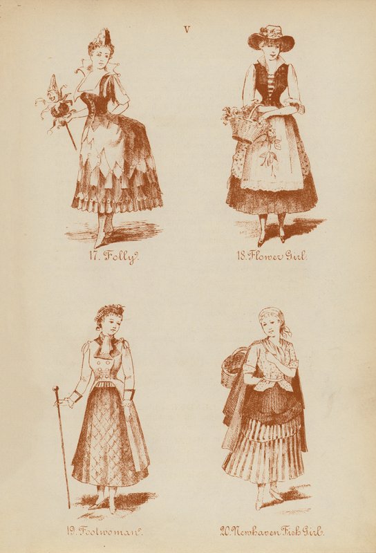 Disfraces: Folly, Flower Girl, Foolwoman, Newhaven Fish Girl (litografía) de English School