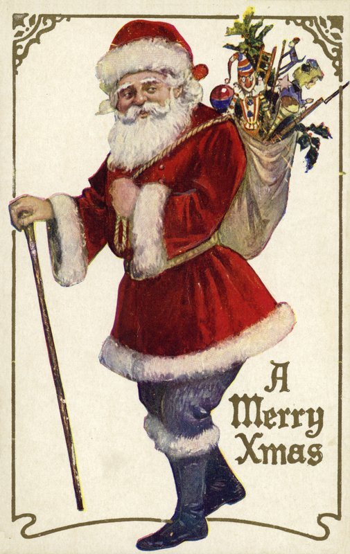 Papá Noel con una bolsa de juguetes de English School