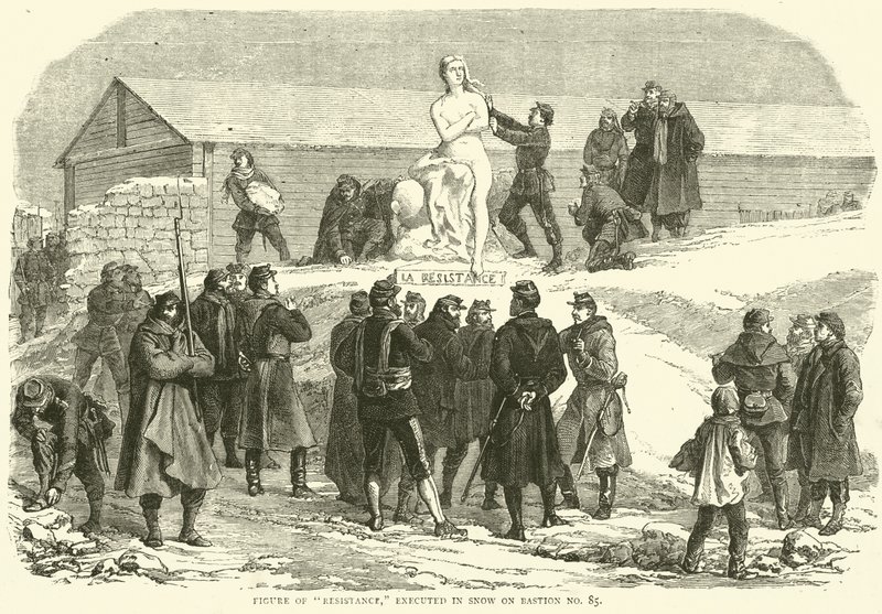 Figura de resistencia, ejecutada en nieve en el bastión No 85, diciembre 1870 de English School
