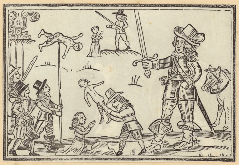 Figuras de soldados empuñando espadas contra niños de English School