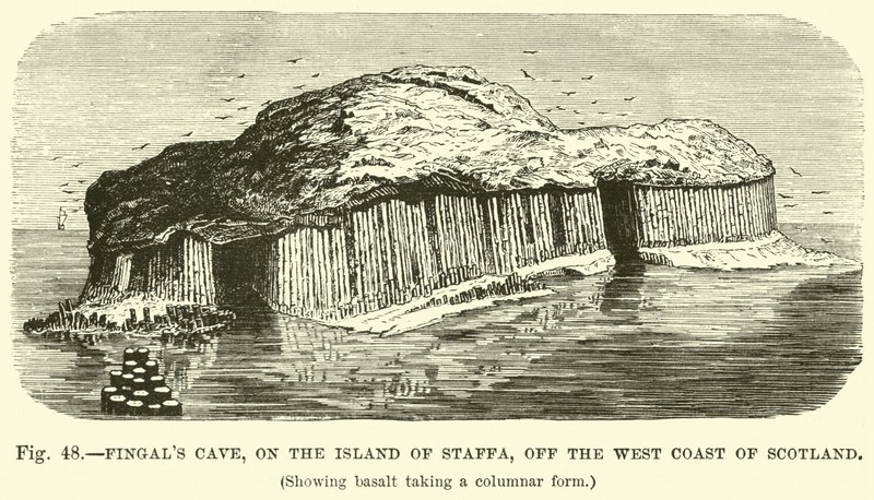 La Cueva de Fingal, en la Isla de Staffa, frente a la costa oeste de Escocia de English School