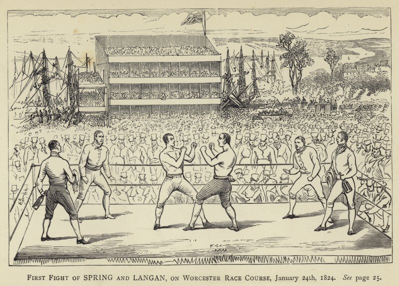 Primera Pelea de Spring y Langan, en el Hipódromo de Worcester, 24 de enero de 1824 de English School