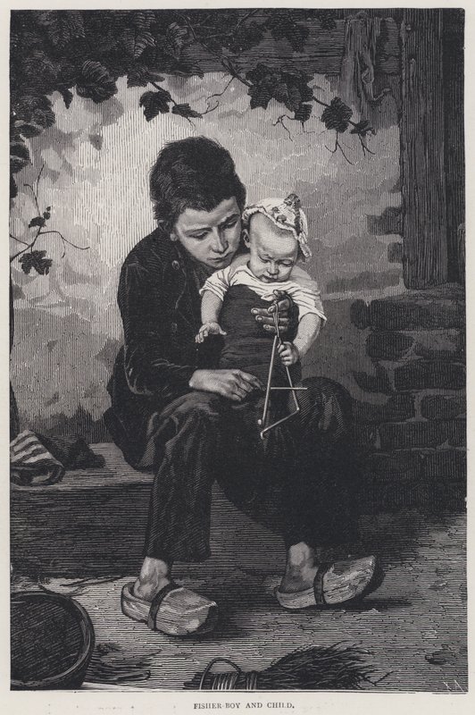Niño pescador y niño de English School