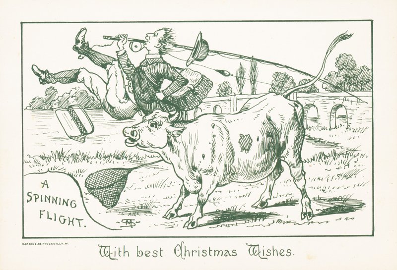 Pescador arrojado por un toro, tarjeta de Navidad de English School