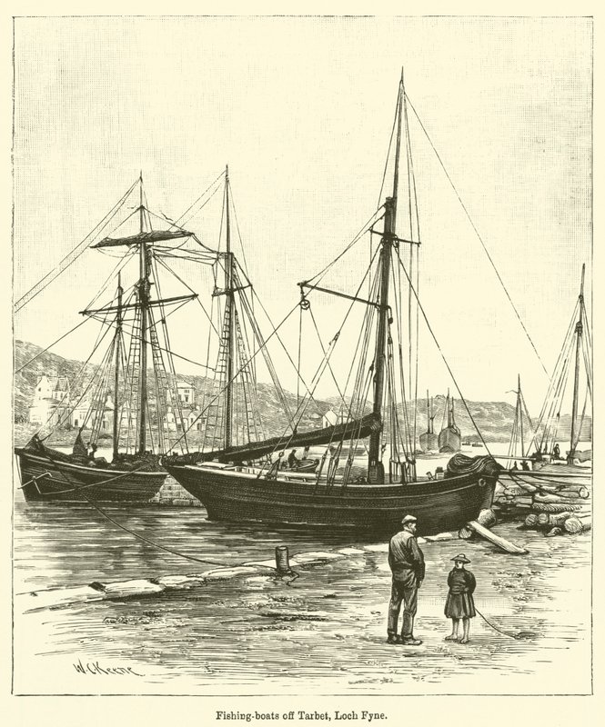 Barcos de pesca frente a Tarbet, Loch Fyne de English School