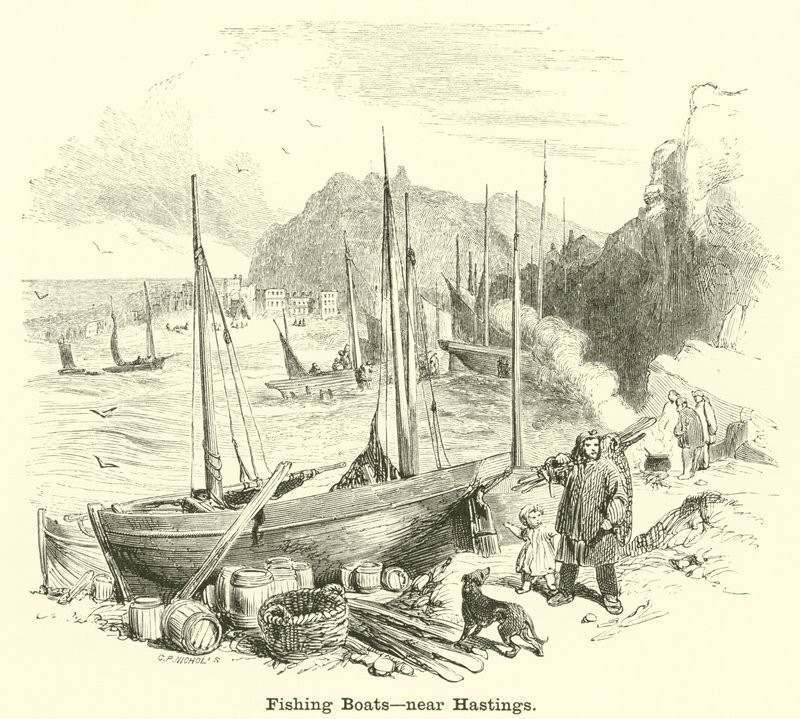 Barcos de pesca, cerca de Hastings de English School