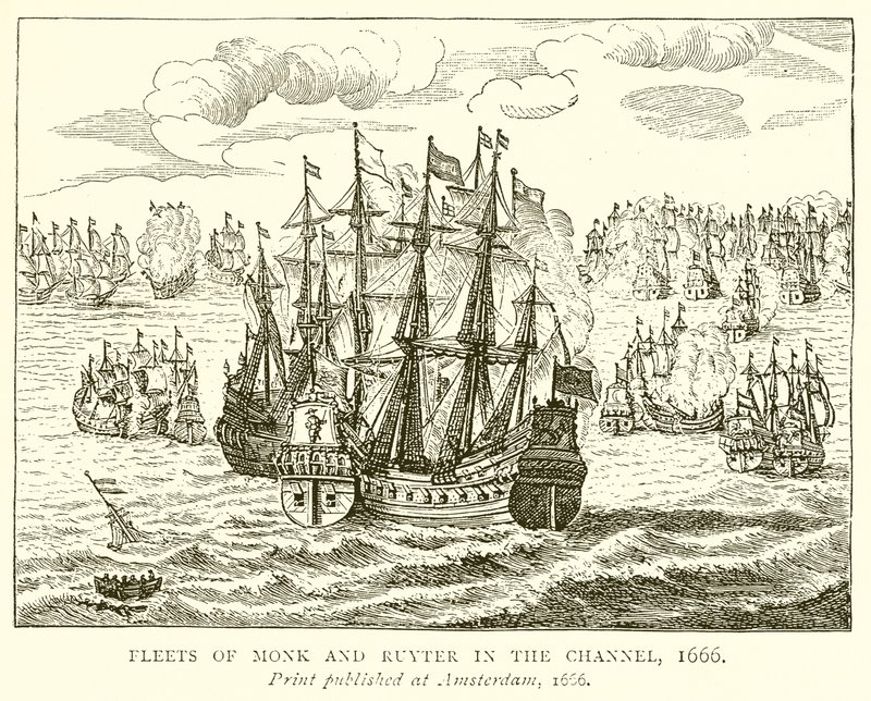 Flotas de Monk y Ruyter en el Canal, 1666 de English School