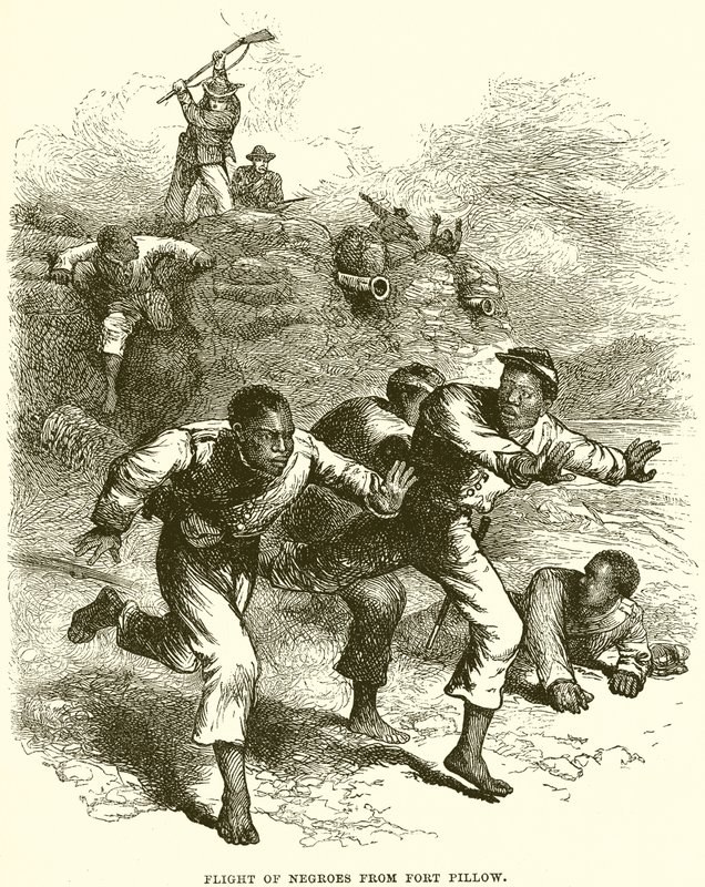 Huida de negros de Fort Pillow (grabado) de English School