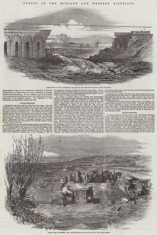 Inundaciones en los distritos del centro y oeste (grabado) de English School