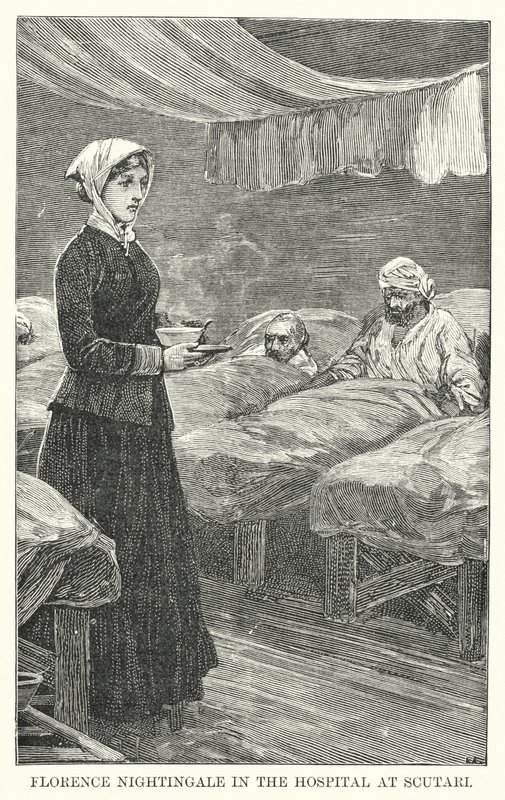 Florence Nightingale en el Hospital de Scutari (grabado) de English School