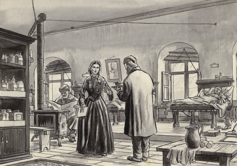 Florence Nightingale trabajando en el hospital de Scutari de English School