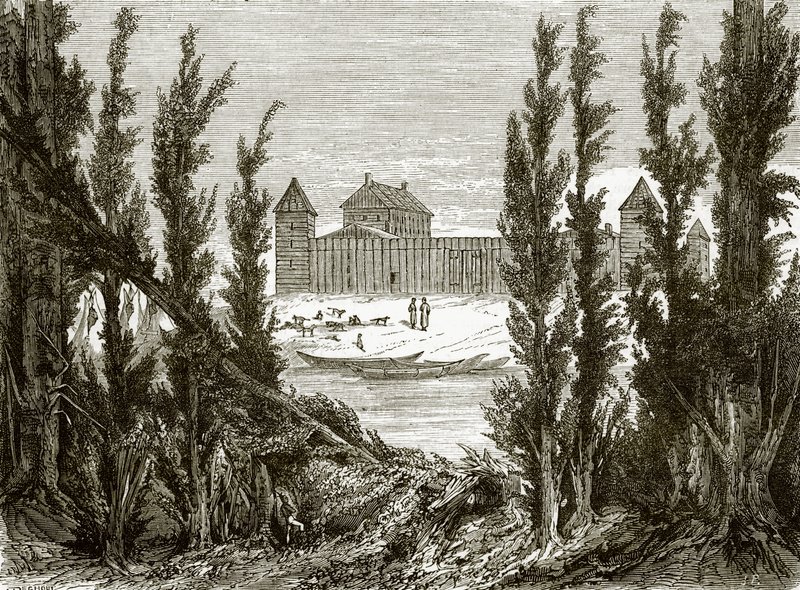 Fuerte Edmonton, en el alto río Saskatchewan de English School