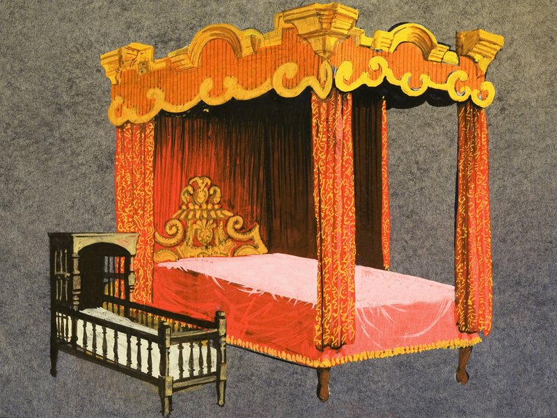 Cama con dosel y cuna de English School