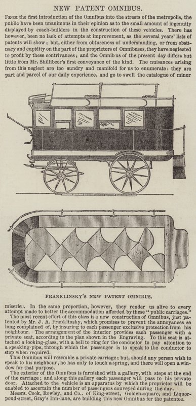El nuevo ómnibus de patente de Franklinsky (grabado) de English School
