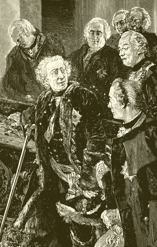 Federico el Grande ante el féretro del Gran Elector (grabado) de English School