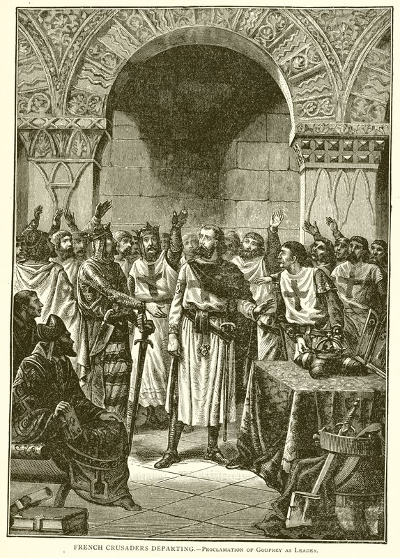 Cruzados franceses partiendo: Proclamación de Godofredo como líder de English School