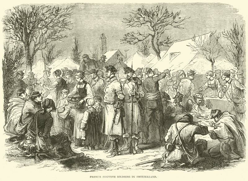 Soldados fugitivos franceses en Suiza, noviembre 1870 de English School