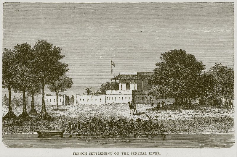 Asentamiento francés en el río Senegal, ilustración de Illustrated Travels, c.1880 de English School