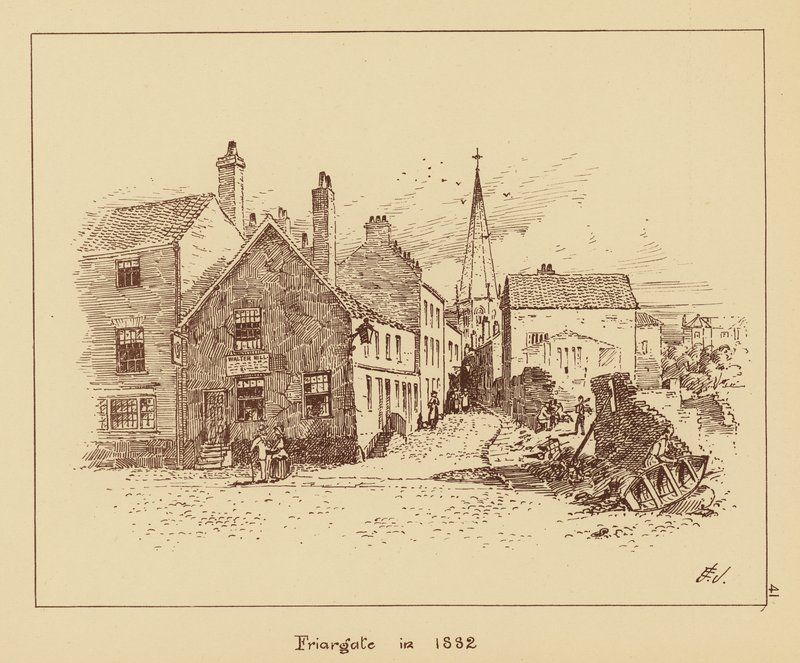 Friargate en 1882 (litografía) de English School