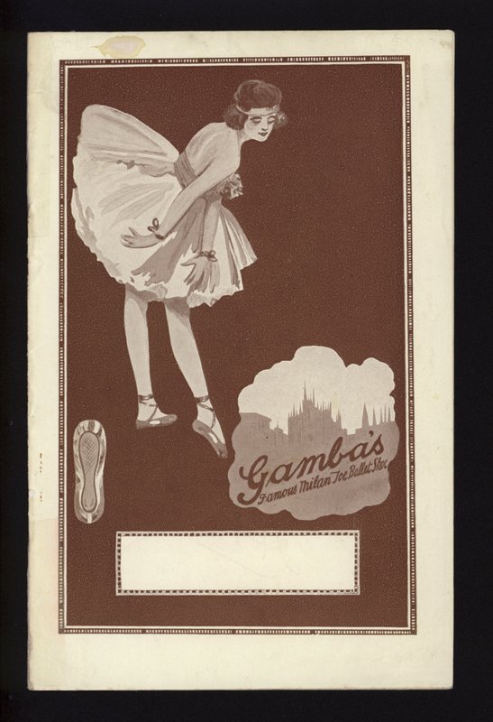 Portada del catálogo del famoso zapato de ballet de punta de Milán de Gamba de English School