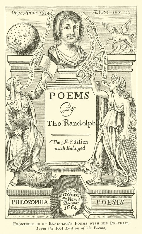 Portada de los Poemas de Randolph con su Retrato de English School