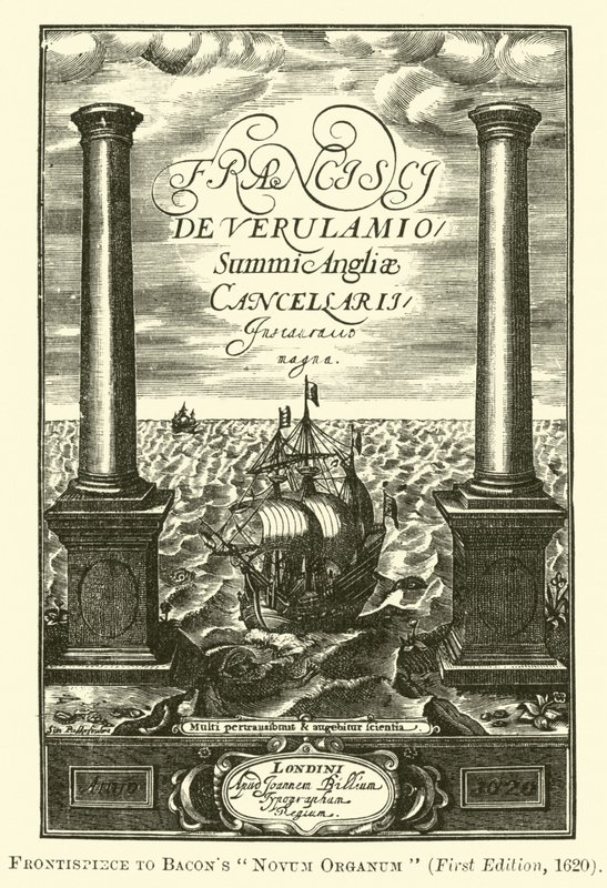Frontispicio del Novum Organum de Bacon de English School