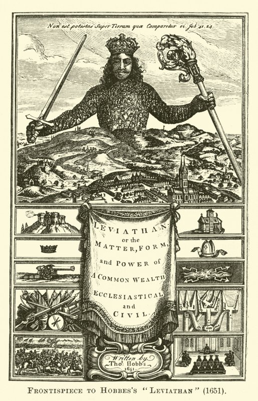 Frontispicio del Leviatán de Hobbes, 1651 de English School