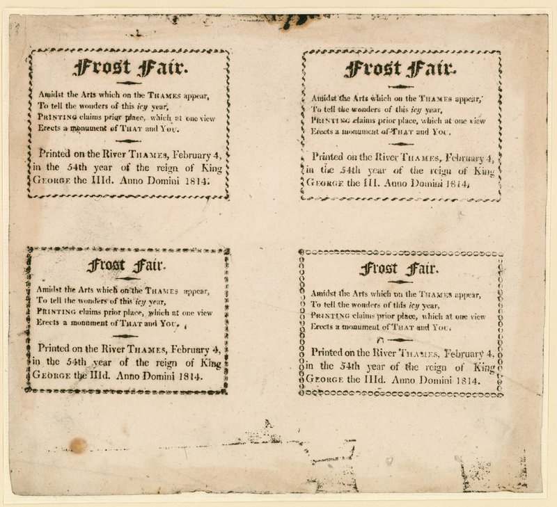 Feria de Hielo de 1814 - recuerdos impresos en el hielo de English School