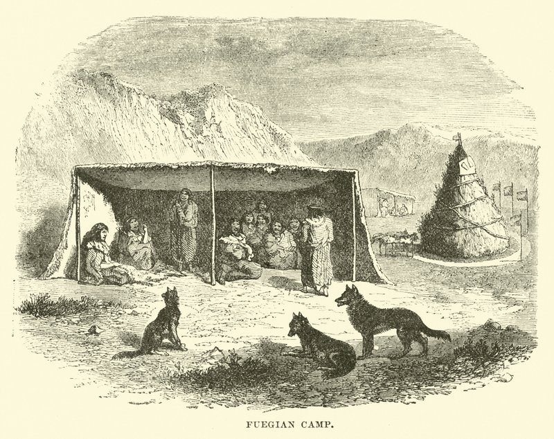 Campamento fueguino, Tierra del Fuego, 1890 de English School
