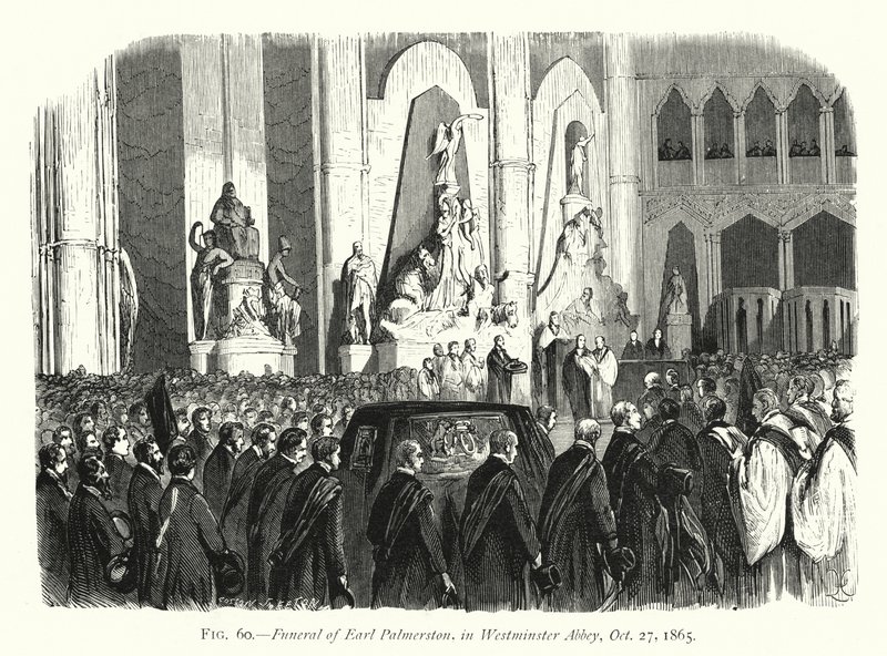 Funeral de Lord Palmerston, en la Abadía de Westminster, 27 de octubre de 1865 (grabado) de English School