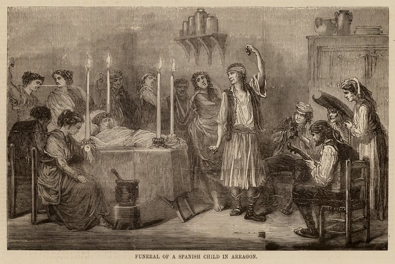 Funeral de un niño español en Aragón (grabado) de English School