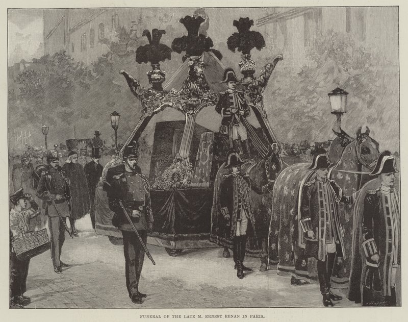 Funeral del difunto M Ernest Renan en París (grabado) de English School