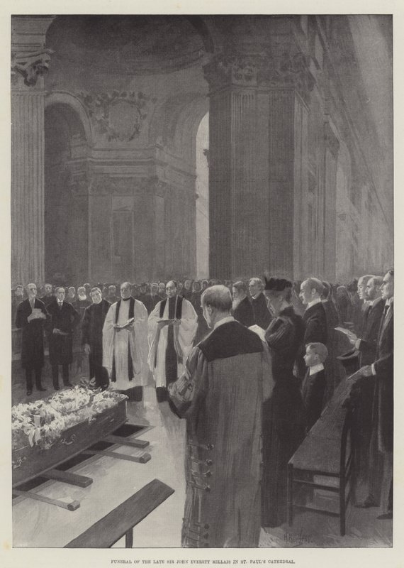 Funeral del difunto Sir John Everett Millais en la Catedral de San Pablo de English School