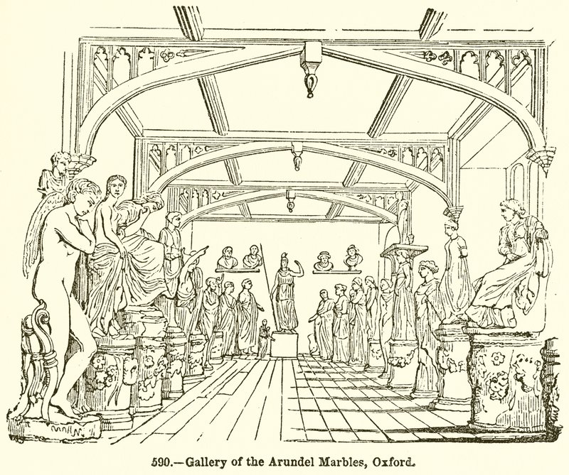 Galería de los Mármoles de Arundel, Oxford (grabado) de English School